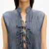 Abito corto in denim misto lino lavato