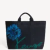 Borsa tote grande “Kenzo Tulip” in twill effetto denim Borsa tote grande “Kenzo Tulip” in twill effetto denim