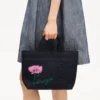 Borsa Tote piccola ‘Kenzo Tulip’ in twill effetto denim Borsa Tote piccola ‘Kenzo Tulip’ in twill effetto denim