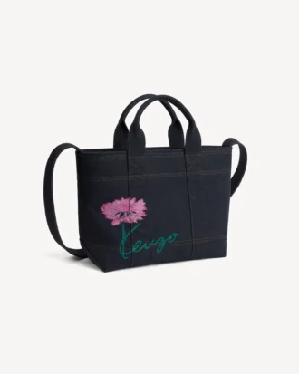 Borsa Tote piccola ‘Kenzo Tulip’ in twill effetto denim