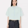 Camicia a maniche corte con ricamo “Kenzo Cartoon” in chambray stone bleach Camicia a maniche corte con ricamo “Kenzo Cartoon” in chambray stone bleach