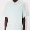 Camicia a maniche corte con ricamo “Kenzo Cartoon” in chambray stone bleach