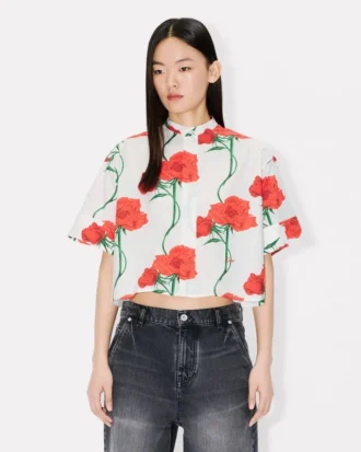 Camicia a maniche corte “Kenzo Archive Rose” in popeline di cotone
