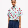 Camicia a maniche corte “Kenzo Tulip” in popeline di cotone