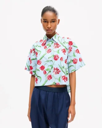 Camicia a maniche corte “Kenzo Tulip” in popeline di cotone
