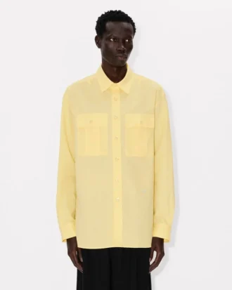 Camicia cargo in cotone e lino