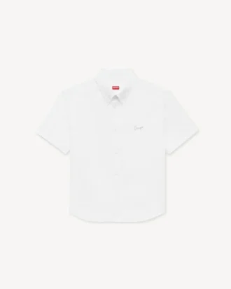 Camicia casual a maniche corte ‘Kenzo Signature’ in cotone seersucker