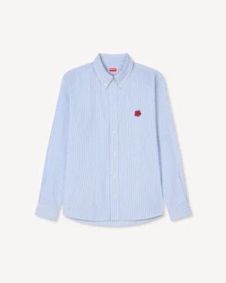 Camicia casual con ricamo “Boke Flower” in cotone seersucker