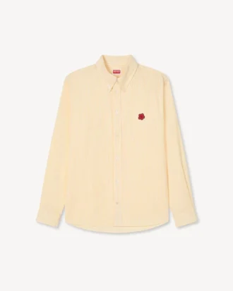 Camicia casual con ricamo “Boke Flower” in cotone seersucker