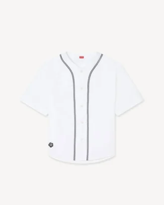 Camicia da baseball a maniche corte ‘Boke Flower 2.0’ in popeline di cotone