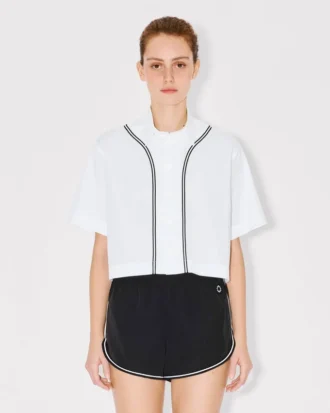 Camicia da baseball a maniche corte ‘Boke Flower 2.0’ in popeline di cotone