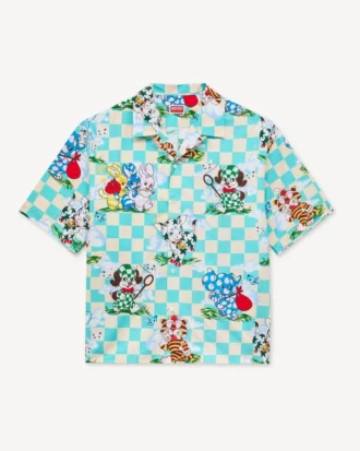 Camicia hawaiana a maniche corte “Kenzo Cartoon” in cotone seersucker