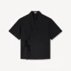 Camicia kimono a maniche corte in popeline di cotone
