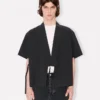 Camicia kimono a maniche corte in popeline di cotone