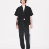 Camicia kimono a maniche corte in popeline di cotone