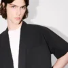 Camicia kimono a maniche corte in popeline di cotone