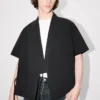 Camicia kimono a maniche corte in popeline di cotone