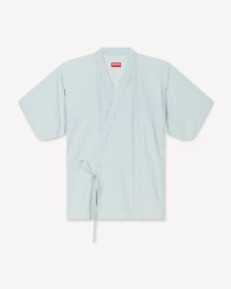 Camicia kimono ampia in chambray stone bleach