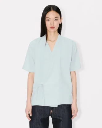 Camicia kimono ampia in chambray stone bleach