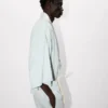 Camicia kimono oversize in chambray stone bleach