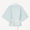 Camicia kimono oversize in chambray stone bleach