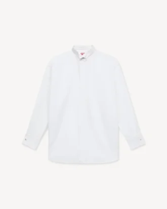 Camicia oversize con colletto alla coreana in popeline di cotone