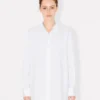 Camicia oversize con colletto alla coreana in popeline di cotone Camicia oversize con colletto alla coreana in popeline di cotone