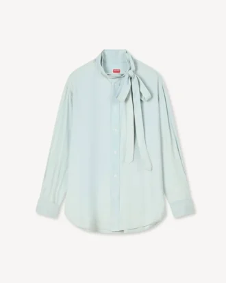 Camicia oversize con fiocco in chambray Stone Bleach Camicia oversize con fiocco in chambray Stone Bleach