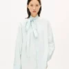 Camicia oversize con fiocco in chambray Stone Bleach Camicia oversize con fiocco in chambray Stone Bleach