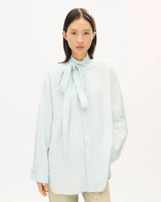 Camicia oversize con fiocco in chambray Stone Bleach Camicia oversize con fiocco in chambray Stone Bleach
