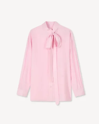 Camicia oversize con fiocco in misto seta