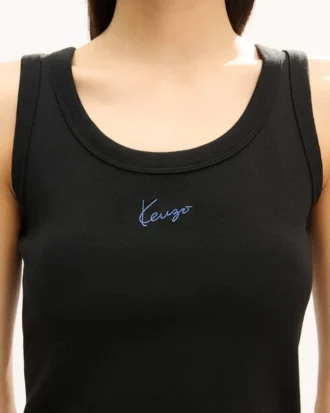 Canotta in cotone con ricamo “Kenzo Signature”