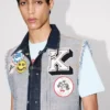 Cappellino da camionista con stemmi Kenzo in denim giapponese Cappellino da camionista con stemmi Kenzo in denim giapponese