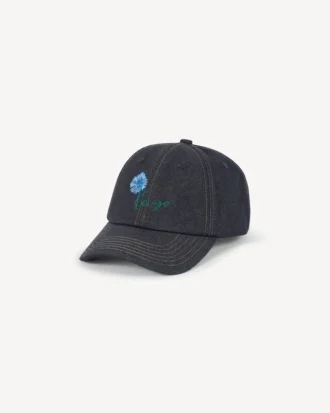 Cappellino ricamato “Kenzo Tulip” in twill effetto denim