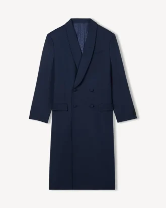 Cappotto sartoriale con revers a scialle in lana vergine