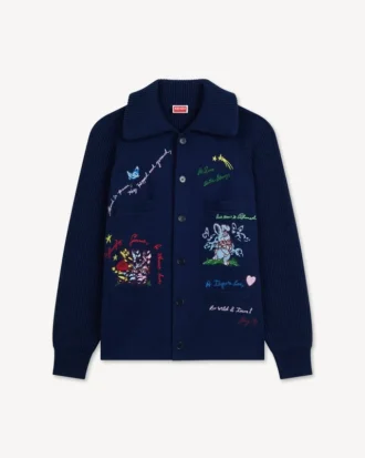 Cardigan decorato ‘Kenzo Cartoon’ in misto lana e cotone