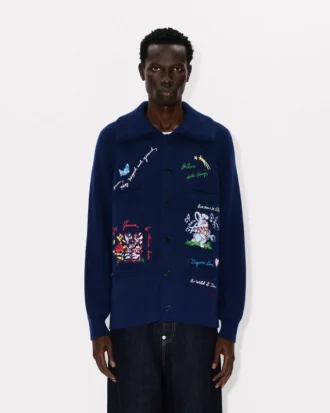 Cardigan decorato ‘Kenzo Cartoon’ in misto lana e cotone