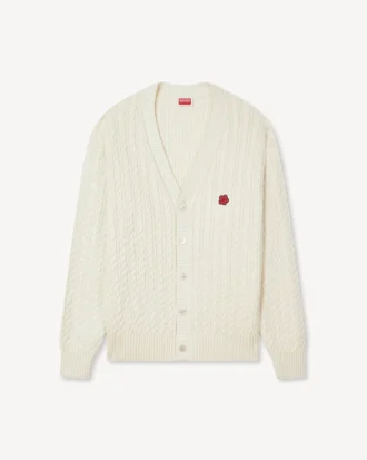 Cardigan in maglia di cotone e lana con ricamo “Boke Flower”