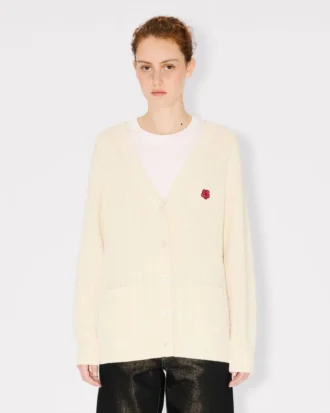Cardigan in maglia larga “Boke Flower” in cotone e lana