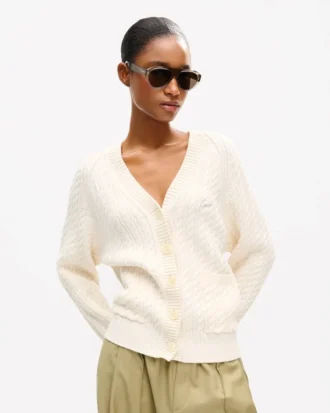 Cardigan in maglia larga con ricamo “Kenzo Signature” in misto cotone e lana