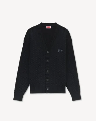 Cardigan in maglia ricamato con motivo “Kenzo Signature Cable”