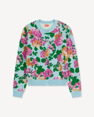 Cardigan in misto cotone e lana con decorazioni floreali Kenzo