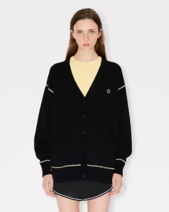 Cardigan ricamato ‘Boke Flower 2.0’ in misto lana e cotone