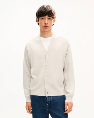 Cardigan ricamato con firma “Kenzo” in lana merino