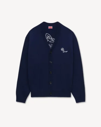 Cardigan ricamato “Kenzo Tulip” in lana e cotone