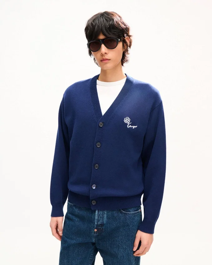 Cardigan ricamato “Kenzo Tulip” in lana e cotone Cardigan ricamato “Kenzo Tulip” in lana e cotone