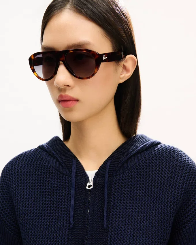 Felpa con cappuccio e zip in maglia ‘Kenzo Signature’ in misto cotone e lana Felpa con cappuccio e zip in maglia ‘Kenzo Signature’ in misto cotone e lana