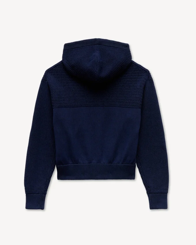 Felpa con cappuccio e zip in maglia ‘Kenzo Signature’ in misto cotone e lana Felpa con cappuccio e zip in maglia ‘Kenzo Signature’ in misto cotone e lana