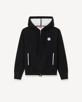 Felpa con cappuccio e zip ricamata ‘Boke Flower 2.0’ in cotone e lana Felpa con cappuccio e zip ricamata ‘Boke Flower 2.0’ in cotone e lana