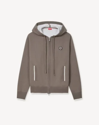 Felpa con cappuccio e zip ricamata ‘Boke Flower 2.0’ in cotone e lana
